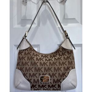 MICHAEL KORS - EUC Millbrook Signature Logo Hobo Shoulder Bag/Canvas & Leather